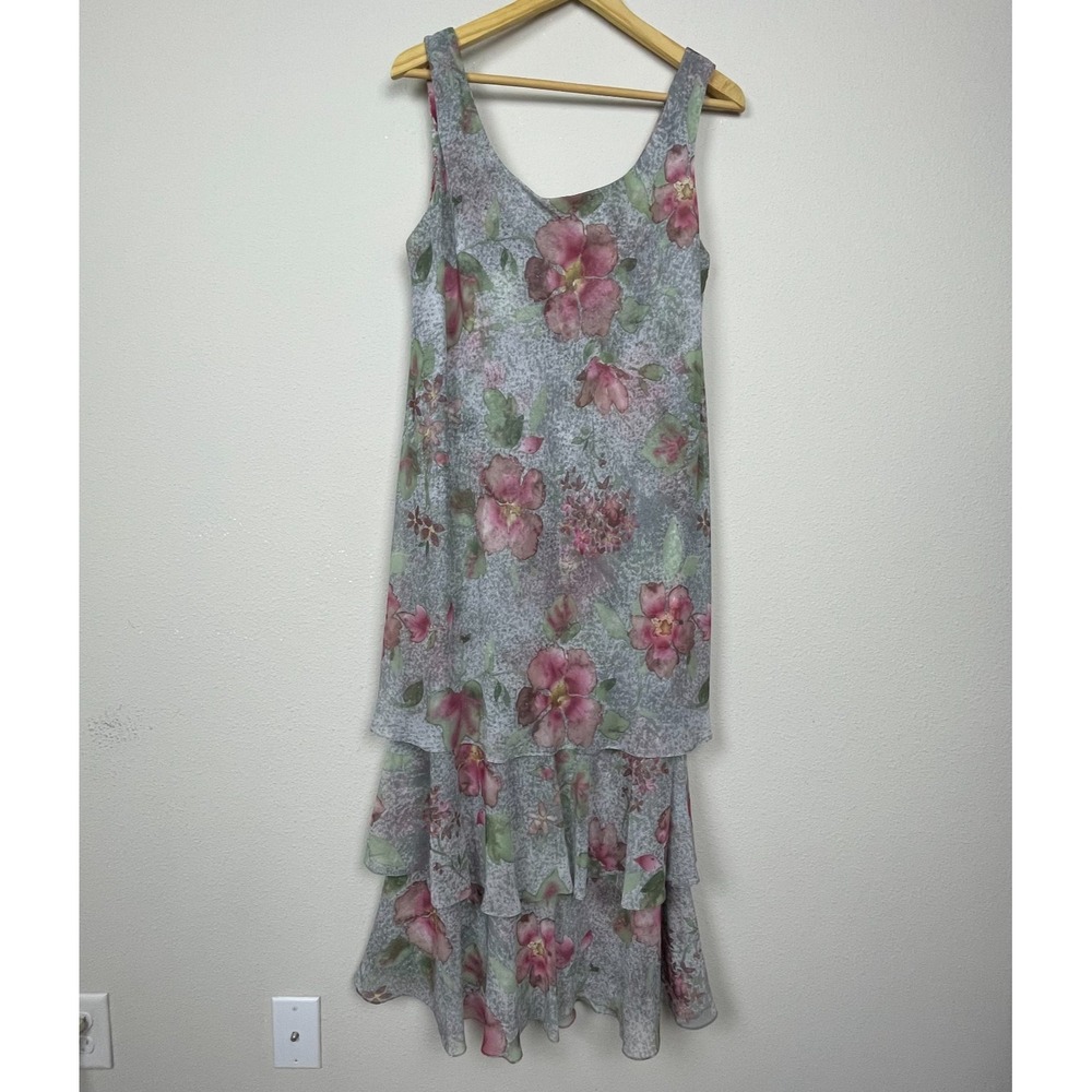 Cattiva Size 12 Green Floral Sheer Dress‎ Moody Vintage 90s Y2K Fairy
